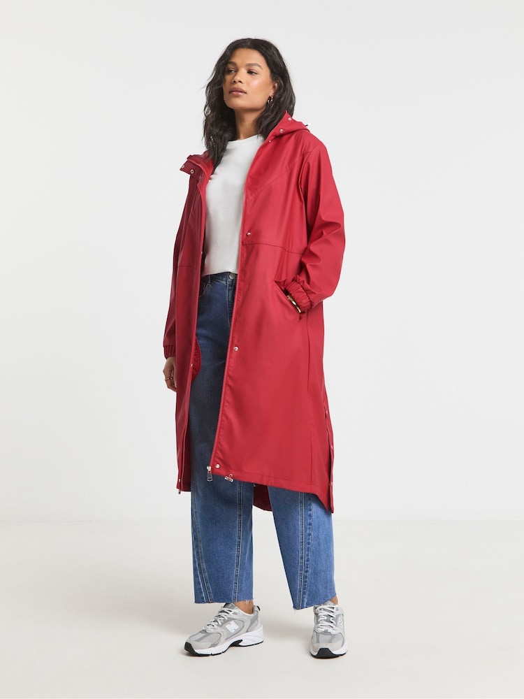 Simply Be Red Longline Rubberised Raincoat - Image 4 of 4