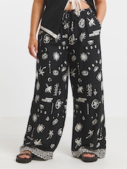 Simply Be Black Tie Waist Wide Leg Trousers - Image 2 of 4