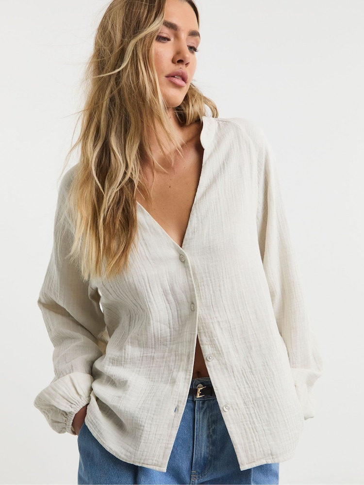 Simply Be Natural Cheesecloth Boxy 100% Cotton Shirt - Image 1 of 4 Simply Be Natural Cheesecloth Boxy 100% Cotton Shirt - Image 1 of 4
