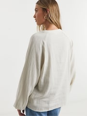 Simply Be Cheesecloth Boxy 100% Cotton Shirt - Imagen 2 de 4