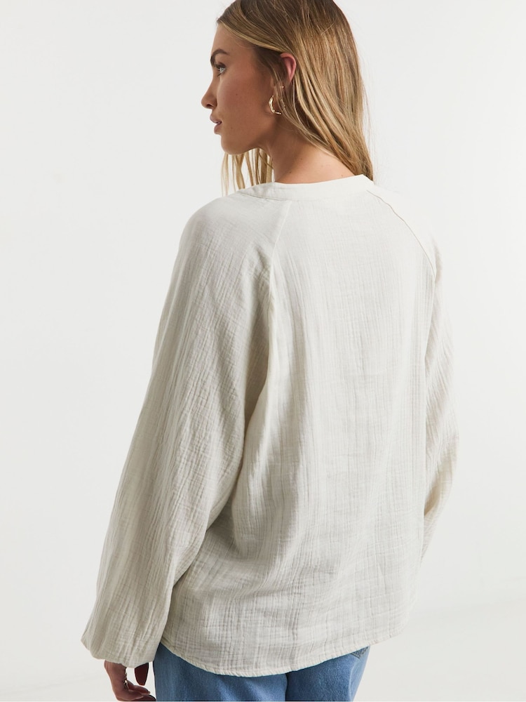 Simply Be Cheesecloth Boxy 100% Cotton Shirt - Imagen 2 de 4