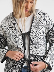 Simply Be Black Printed Tie Front Jacket - Image 3 of 4