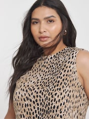 Simply Be Brown Waffle Bow Back Peplum Top - Image 3 of 4