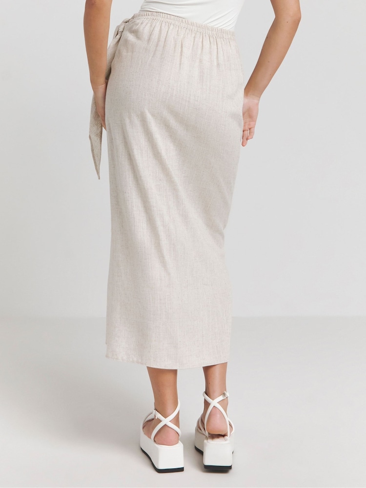 Simply Be Natural Wrap Linen Midi Skirt - Image 2 of 4