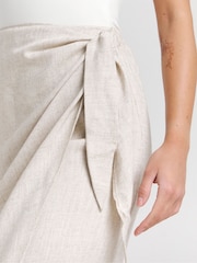 Simply Be Natural Wrap Linen Midi Skirt - Image 4 of 4