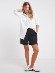 Simply Be Black Crinkle Bermuda Shorts - Image 1 of 4