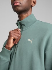 Puma Green Mens Wardrobe Ess Relaxed Half Zip Crew 100% Cotton Sweatshirt - Image 2 of 7