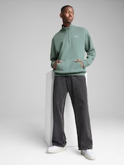 Puma Green Mens Wardrobe Ess Relaxed Half Zip Crew 100% Cotton Sweatshirt - Image 3 of 7