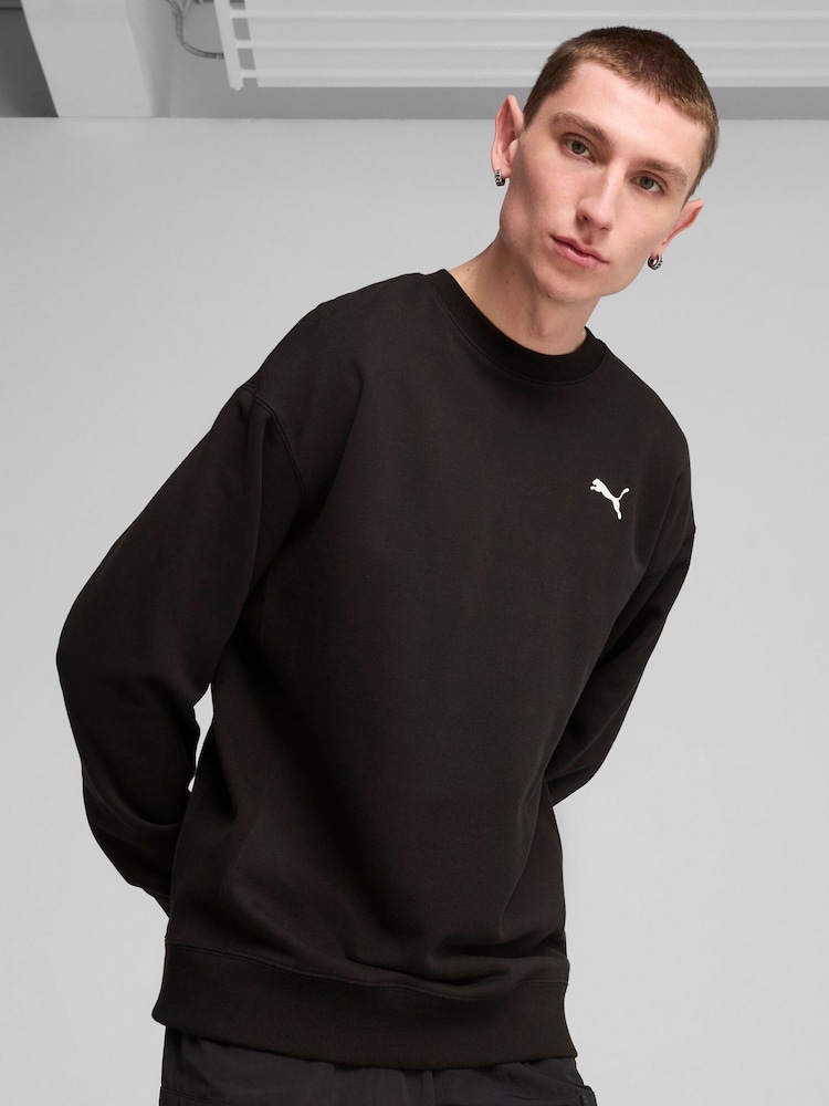 Puma Black Mens WARDROBE ESS Relaxed Crew Sweatshirt - Image 2 of 5