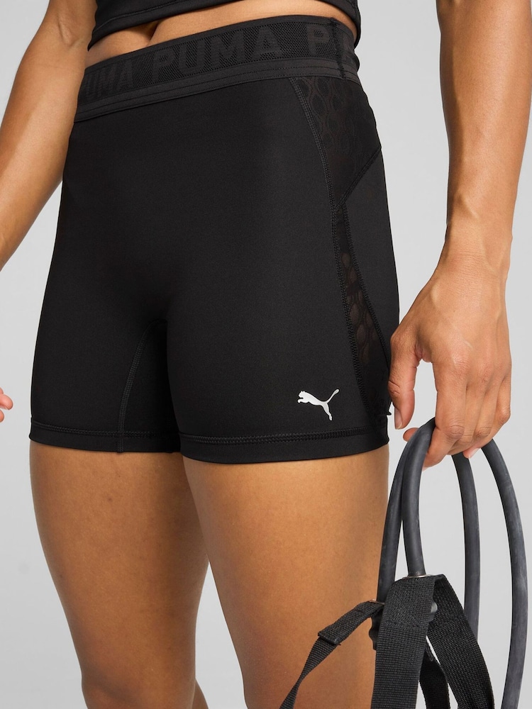 Puma Black Womens LACE High-Waisted 5" Tights Shorts - Image 3 of 3 Puma Black Womens LACE High-Waisted 5" Tights Shorts - Image 3 of 3