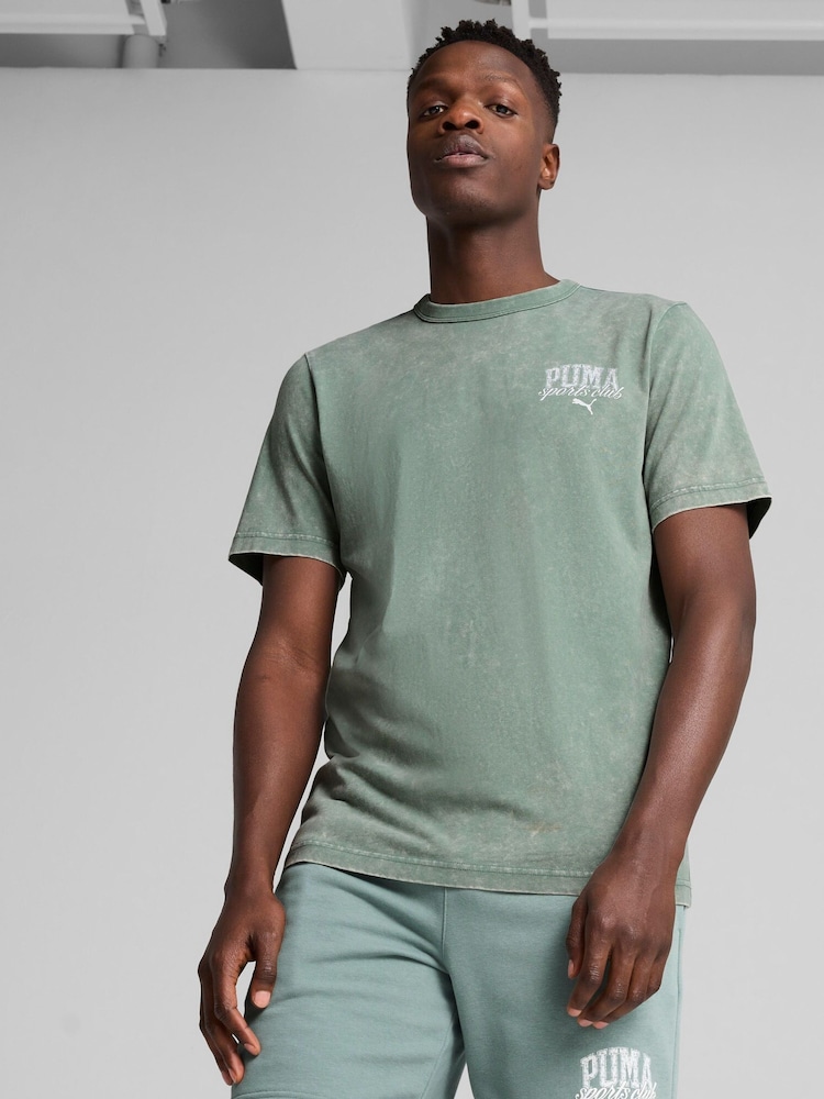 Puma Green Mens Class Washed T-Shirt - Image 1 of 5
