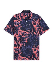 Синій - Puma Mens Mattr Broken Flower принт Golf сорочки поло - Image 1 of 1