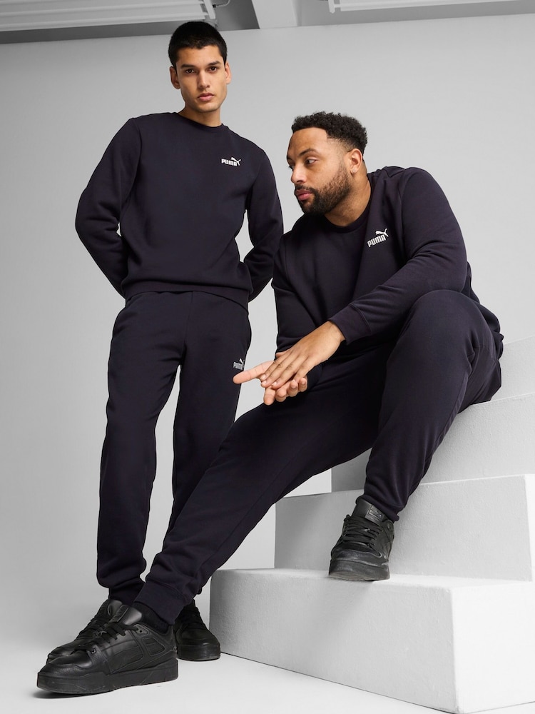 Puma Black ESS No 1 Logo Joggers Fleece Cuffed Leg - Image 1 of 1