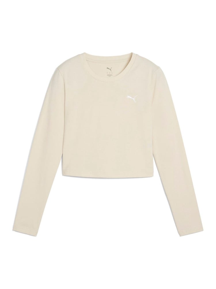 Puma White Womens WARDROBE ESS Longsleeve Baby T-Shirt - Image 2 of 3