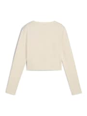 Puma White Womens WARDROBE ESS Longsleeve Baby T-Shirt - Image 3 of 3