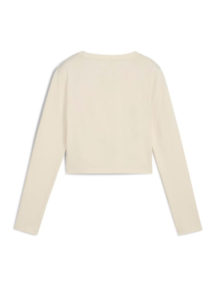 Puma White Womens WARDROBE ESS Longsleeve Baby T-Shirt - Image 3 of 3