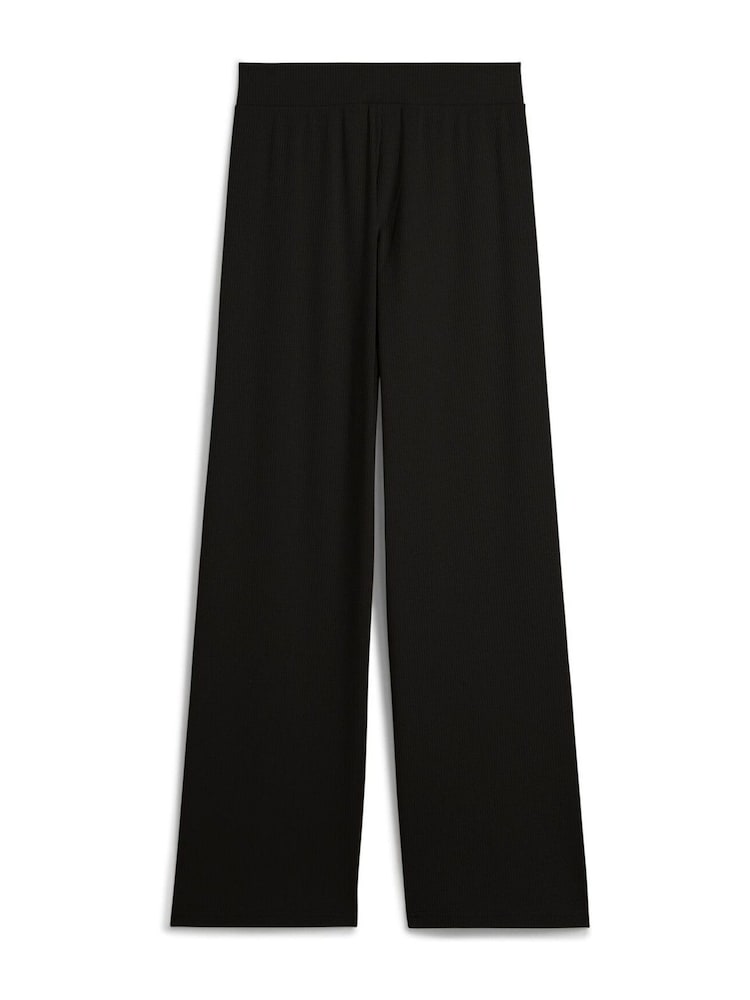 Черный - Puma Womens ESS ELEVATED High-Waist Straight Leg Rib Pants - Image 3 of 3