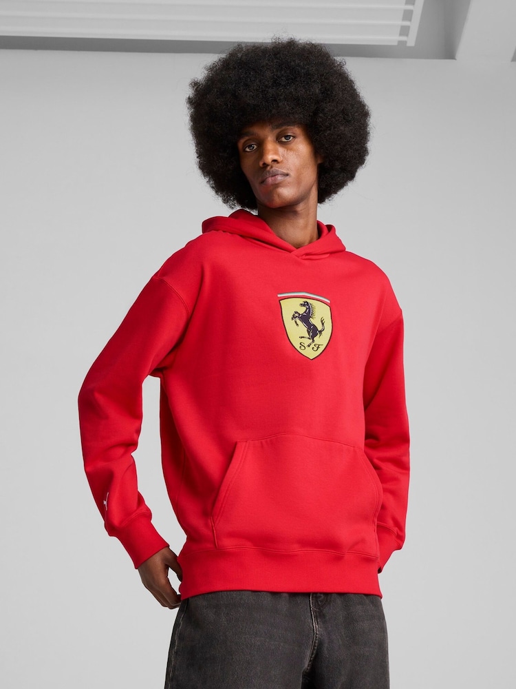 Puma Red Mens Scuderia Ferrari Race Big Shield Hoodie - Image 1 of 7