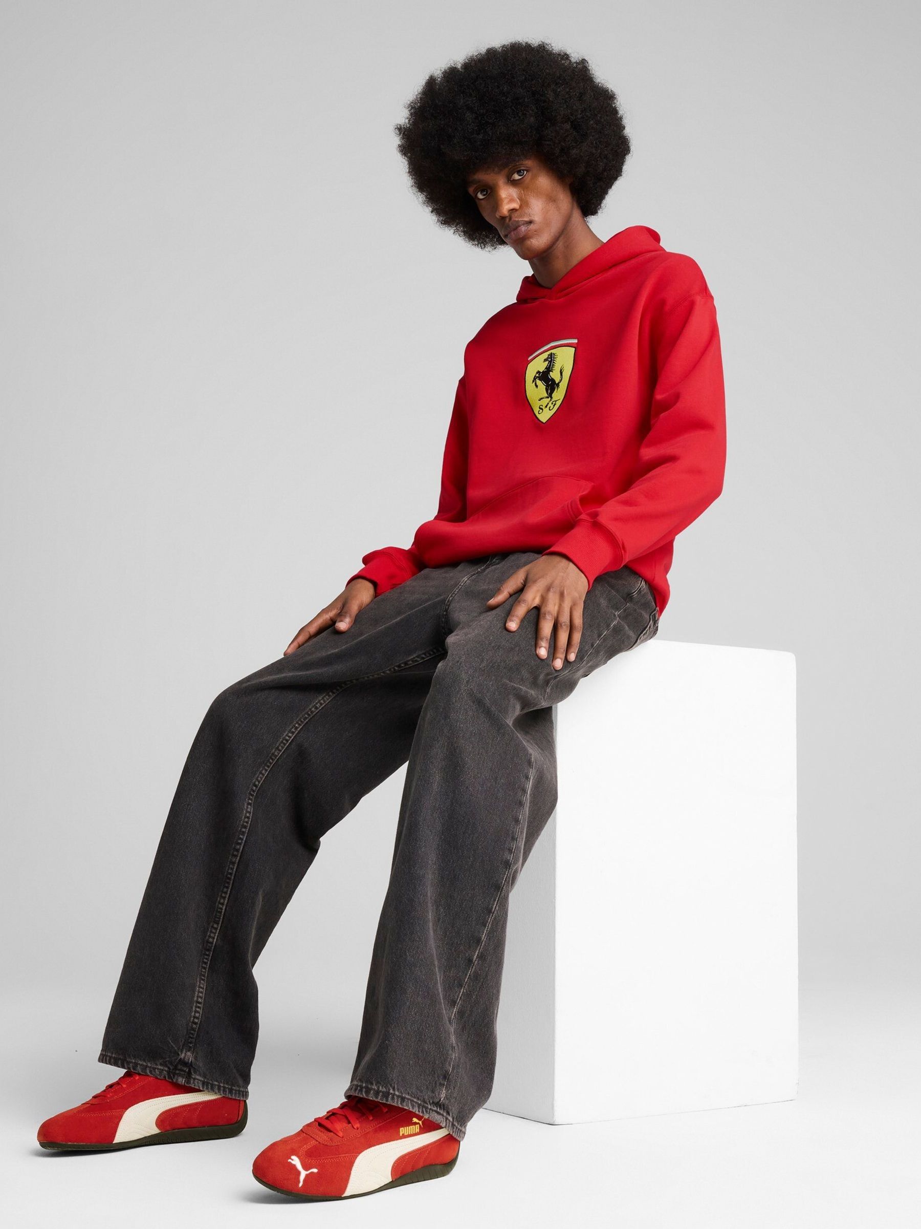Buy Puma Red Mens Scuderia Ferrari Race Big Shield Hoodie from
