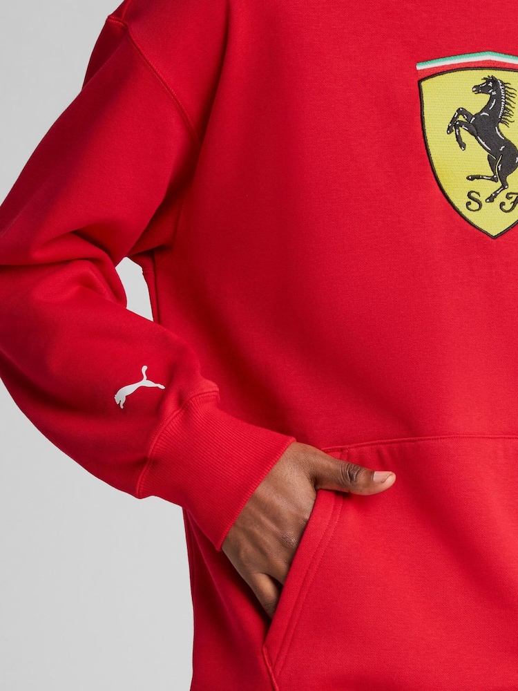 Buy Puma Red Mens Scuderia Ferrari Race Big Shield Hoodie from