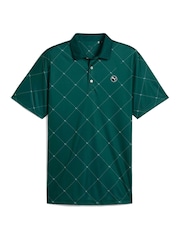 Puma Green Mens Pure 2.0 Argyle Golf Polo Shirt - Image 1 of 2