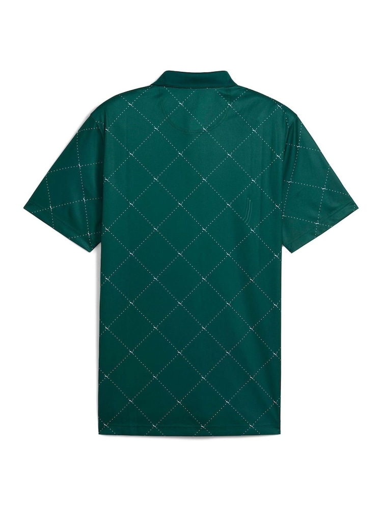 Puma Green Mens Pure 2.0 Argyle Golf Polo Shirt - Image 2 of 2