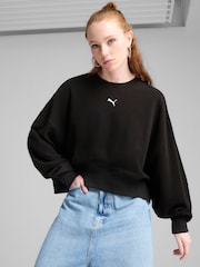 Puma Black Womens WARDROBE ESS Oversized Crew Sweatshirt - Image 1 of 7