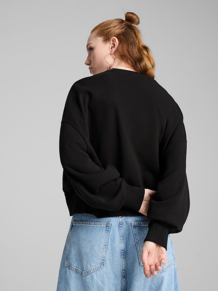Puma Black Womens WARDROBE ESS Oversized Crew Sweatshirt - Image 2 of 7