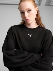 Puma Black Womens WARDROBE ESS Oversized Crew Sweatshirt - Image 4 of 7