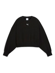 Puma Black Womens WARDROBE ESS Oversized Crew Sweatshirt - Image 6 of 7