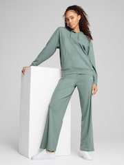 Puma Green Womens ESS ELEVATED Comfort Rib Hoodie - Image 1 of 1