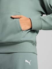 Puma Green Womens ESS ELEVATED Comfort Rib Hoodie - Image 3 of 5