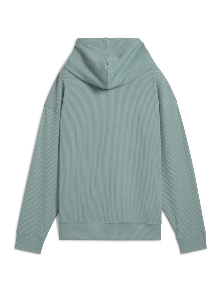 Puma Green Womens ESS ELEVATED Comfort Rib Hoodie - Image 5 of 5