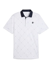Puma White Mens Pure 2.0 Argyle Golf Polo Shirt - Image 1 of 2