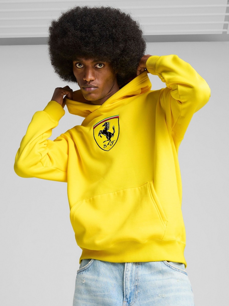 Puma Yellow Mens Scuderia Ferrari Race Big Shield Hoodie - Image 1 of 7