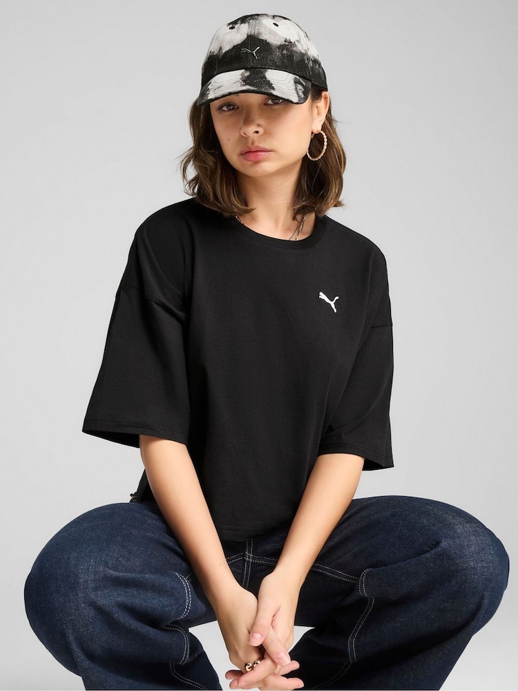 Puma Black Oversized Womens Wardrobe Ess Short T-Shirt - Image 1 of 3