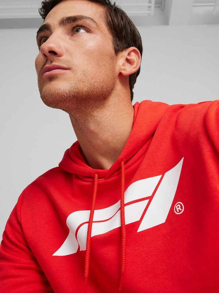 Puma Red Mens F1 Essentials Motorsport Logo Hoodie - Image 1 of 5