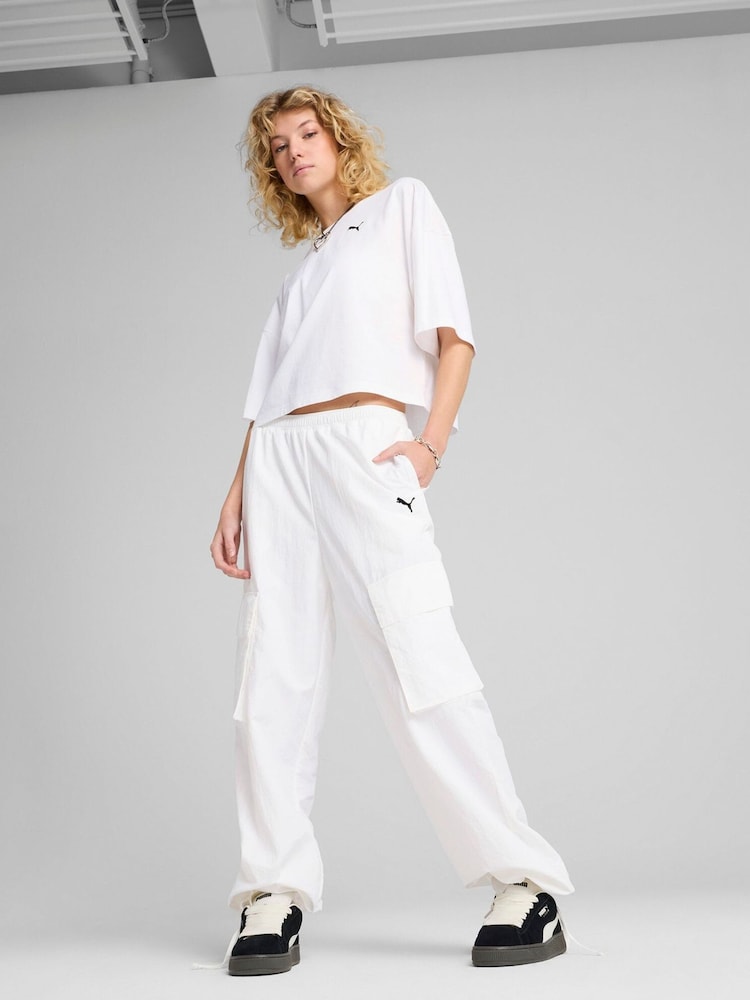 Blanco - Puma Womens WARDROBE ESS Oversized Short T-Shirt - Imagen 1 de 3