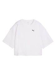 Blanco - Puma Womens WARDROBE ESS Oversized Short T-Shirt - Imagen 2 de 3