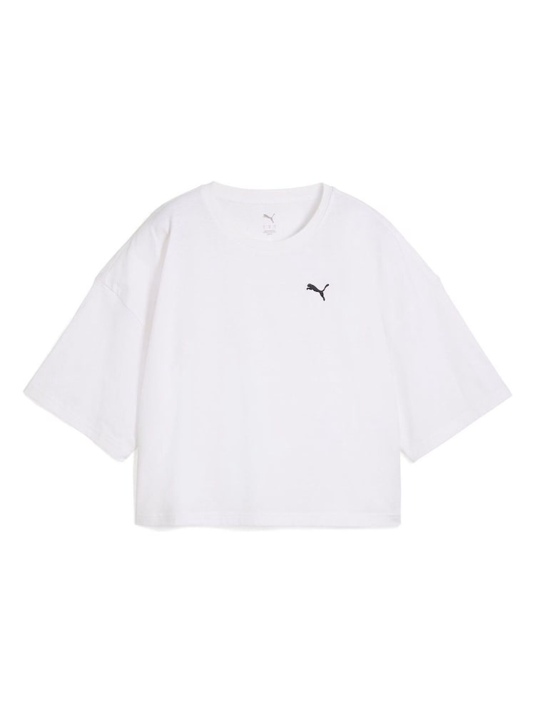 Blanco - Puma Womens WARDROBE ESS Oversized Short T-Shirt - Imagen 2 de 3