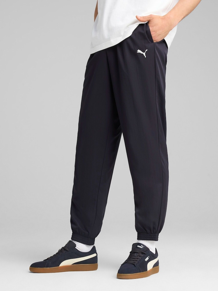 Puma Blue Mens Essentials Woven Trousers - Image 1 of 5 Puma Blue Mens Essentials Woven Trousers - Image 1 of 5