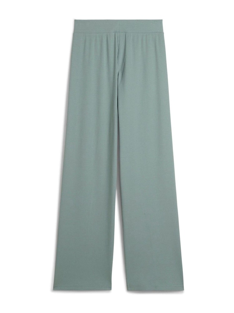 Зеленый - Puma Womens ESS ELEVATED High-Waist Straight Leg Rib Pants - Image 3 of 3