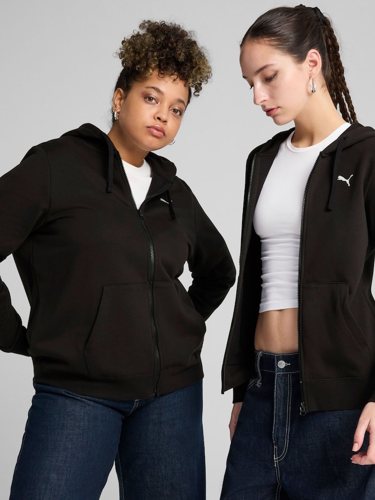 Puma Black Womens Essentials Full Zip Hoodie Hooded Sweat Jacket - Image 3 of 7