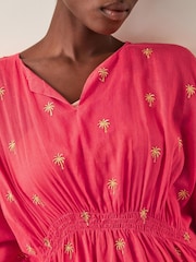 Monsoon Orange Palm Embroidered Kaftan - Image 3 of 5