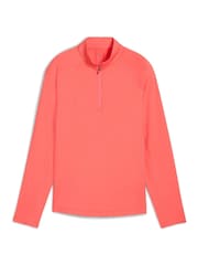 Puma Red Womens YOU-V Solid Quarter-Zip Golf Top - Image 1 of 2