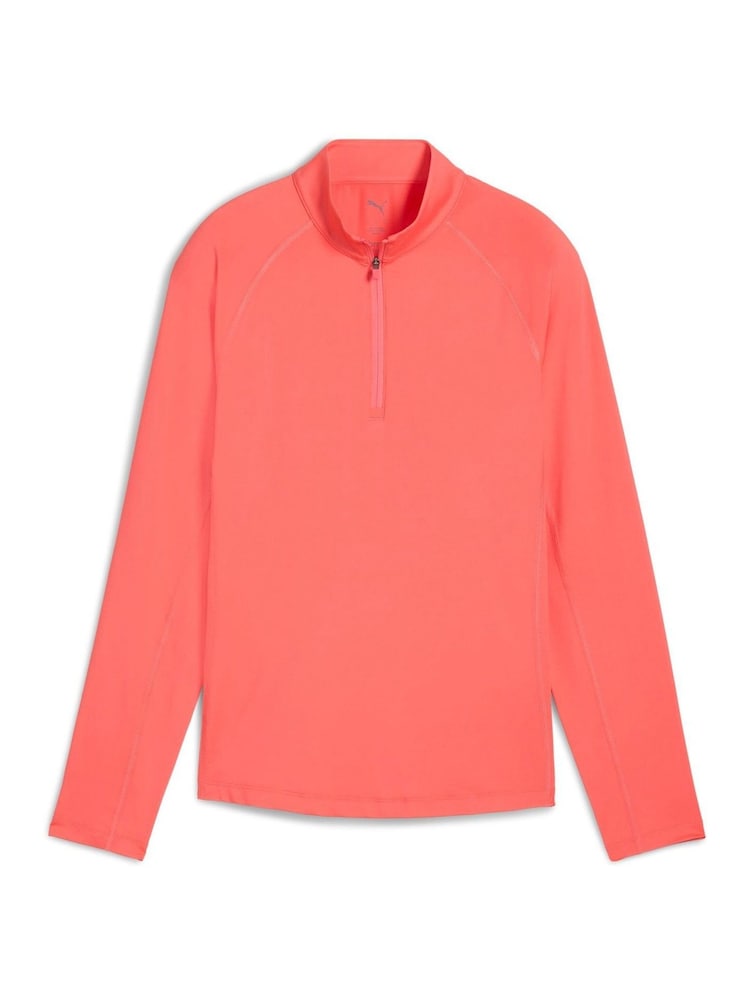 Puma Red Womens YOU-V Solid Quarter-Zip Golf Top - Image 1 of 2