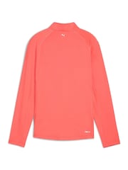 Puma Red Womens YOU-V Solid Quarter-Zip Golf Top - Image 2 of 2