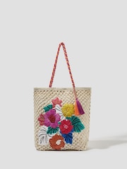Monsoon Natural Zoe Embroidered Crochet Tote Bag - Image 1 of 4