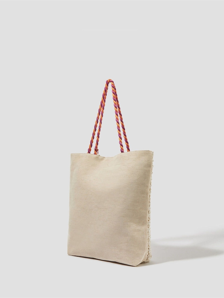 Monsoon Natural Zoe Embroidered Crochet Tote Bag - Image 2 of 4