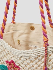 Monsoon Natural Zoe Embroidered Crochet Tote Bag - Image 3 of 4